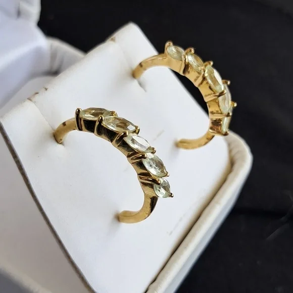 Premium Rare Natural Chrysoberyl J-Hoop Earrings