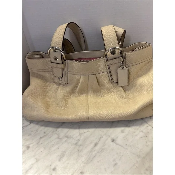Coach Madison Maggie Large Tote F13733 Ivory Beige Leather Shoulder Bag‎