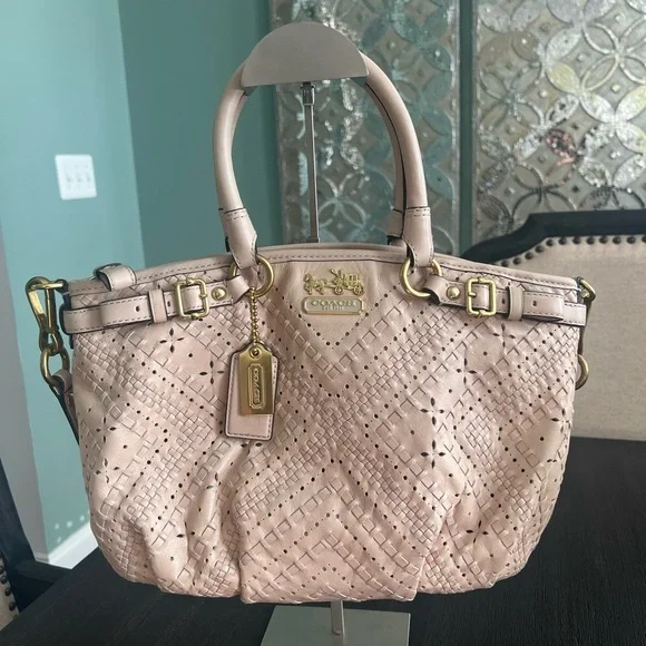 Coach Madison Criss Cross Leather Sophia Satchel Shoulder Bag