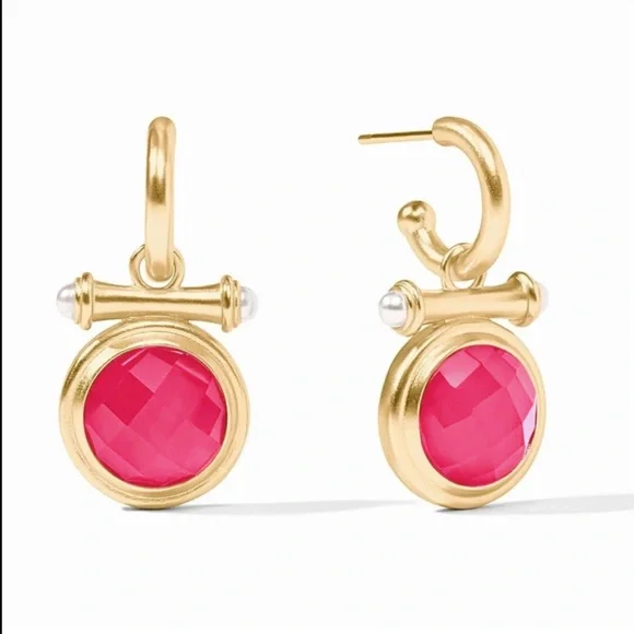 Julie Vos • Bamboo Hoop & Charm Earrings | Raspberry Pink Iridescent