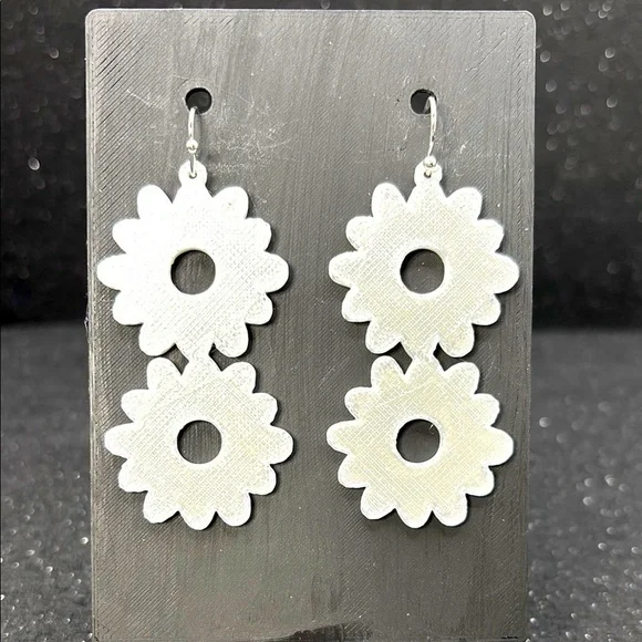 White Floral Earrings