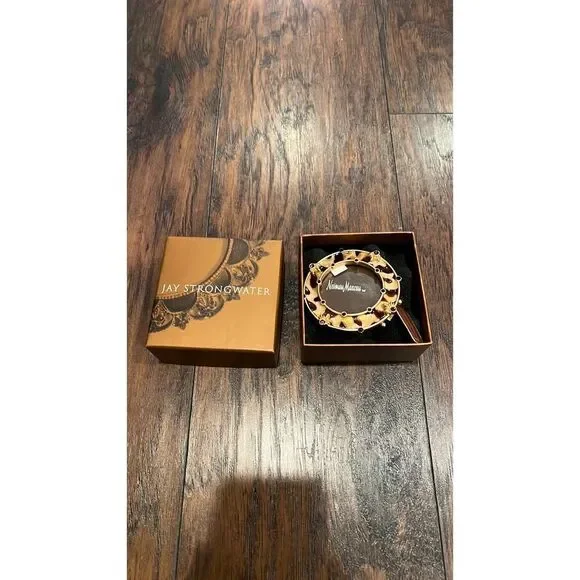 Jay Strongwater Round Picture Frame Animal Print Enamel & Stone New In Box ~ 3