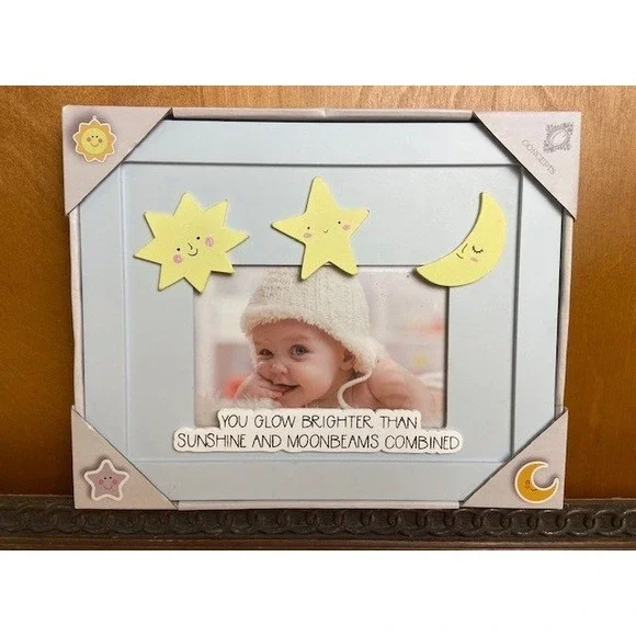 Concepts Baby Picture Frame 4x6 Blue Celestial Sun Moon Star You Glow Brighter