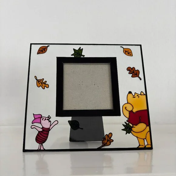Winnie the Pooh and Piglet Picture Frame - Glass Frame - Fall Leaves - Disney