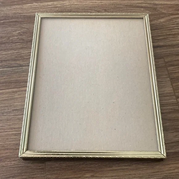 vintage gold-tone metal photo frame with a velvet back easel frame Art deco 8x10