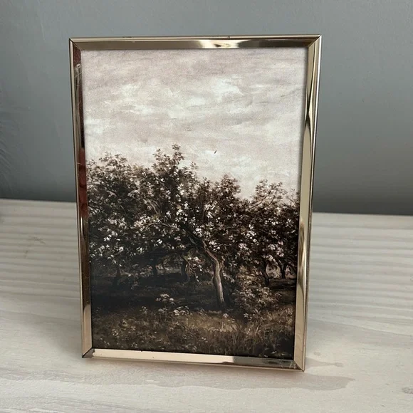 VTG Brass Shadow Box Style Frame with Moody Trees Art Print‎ 5x7