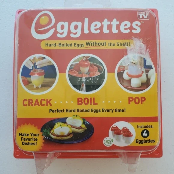 Egglettes Hard BoiledEggs‎ Without The Shell Pack of 4. As Seen On TV. *New*