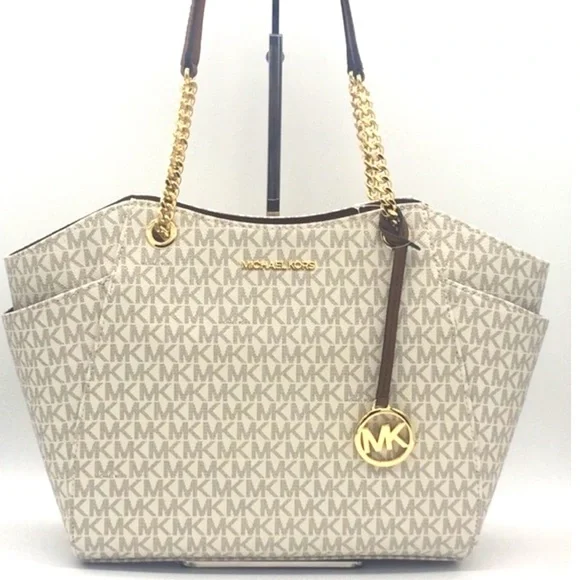 MICHAEL KORS LG CHAIN SHOULDER TOTE VANILLA