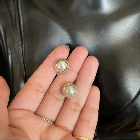 Sterling Silver Screw On Vintage 925 Ball Stud Earrings