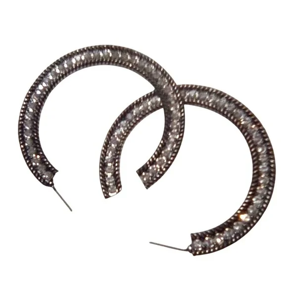 Sparkly Hoop Earrings Women's Round Crystal Rhinestone Statement Glamorous,