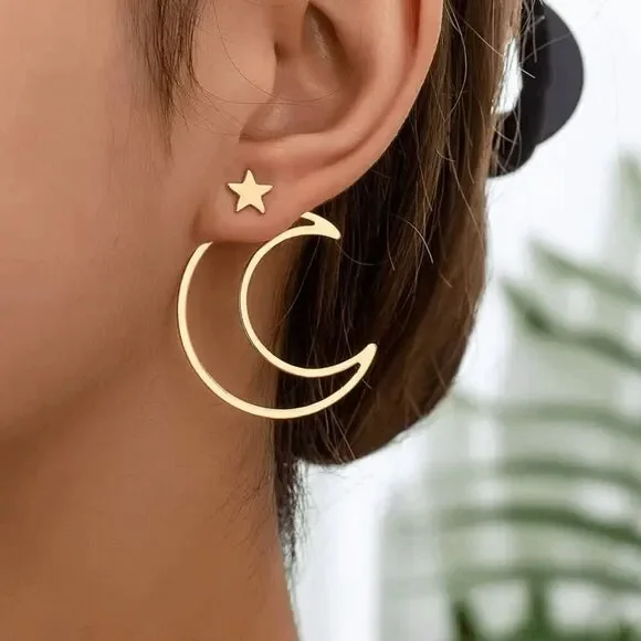 Boho Moon Star Stud Earrings