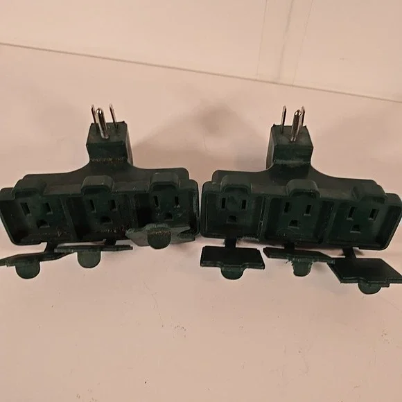 (2) Litesun LT-2 3-Prong Green 3‎ Outlet Power Adapter Surge Current Pr