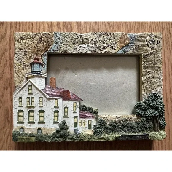 Donna Elias Grand Traverse Lighthouse 3D‎ Picture Frame Michigan Nautical Decor