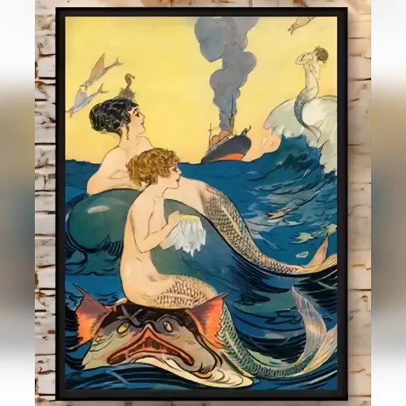 New Vintage Style Mystical Mermaid Art Print No Frame