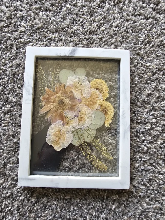 Pressed Flower Wall Art in Cream and Yellow - Unbranded