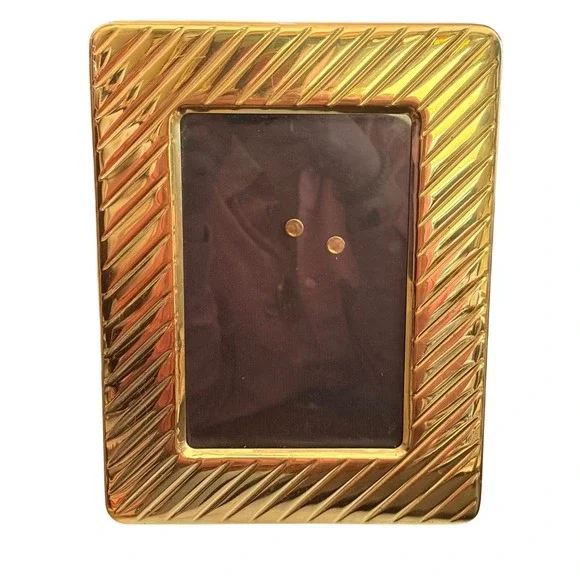 Vintage Picture Photo Frame Brass 5x7 Reflective Hollywood Regency Style
