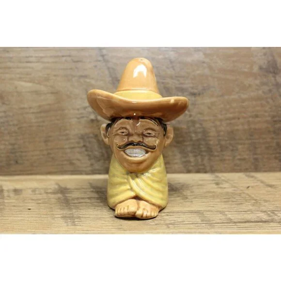 Rossware Vintage Stackable Salt Pepper‎ Shaker Mexican Man Glazed Size Medium