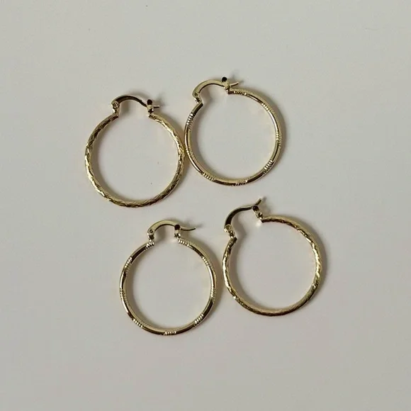 Laminated gold arracadas set for women or‎ girls