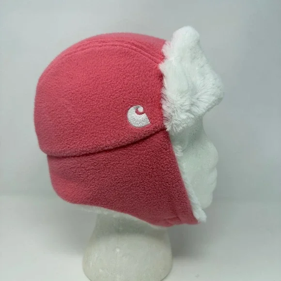 Carhartt Infant / Toddler Trapper Hat‎ Pink Fleece Faux Fur Lined Warm Ear Flap