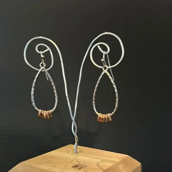 Modern Gold and Silver Two-Tone Earrings