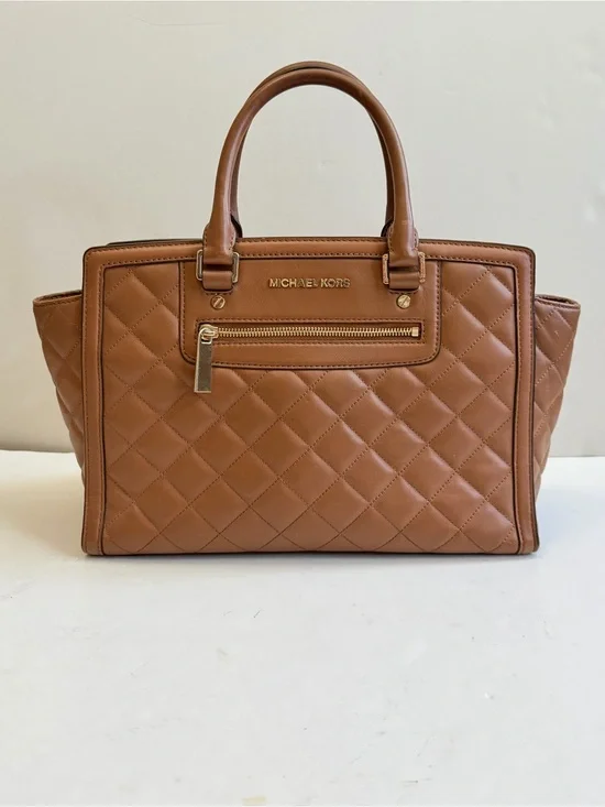 MICHAEL Michael Kors Brown Quilted Leather Selma Satchel