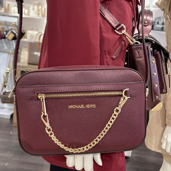 Michael Kors Jet Set Item Large East West Zip Chain Crossbody Merlot