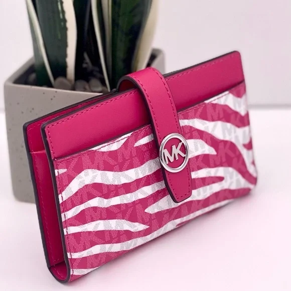 Michael Kors Greenwich Medium Signature Logo Wallet Dragonfruit Multi