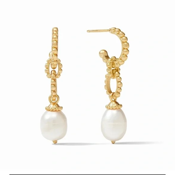 JULIE VOS • Marbella Midi Hoop & Pearl Charm Earrings