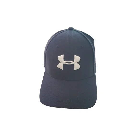NEW Under Armour Hat Cap Men L/XL Black White Logo‎ UA Blitzing 3.0 Stretch Fit