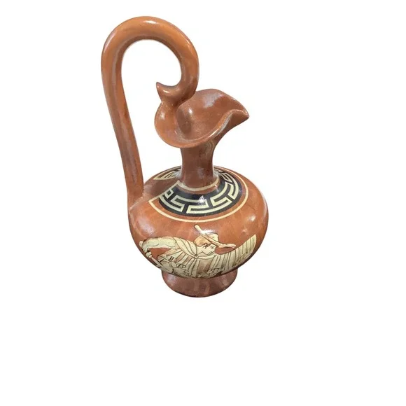 Vintage Zeus No 10 Greek Terracotta Pottery Hand Painted Pitcher Vase 5