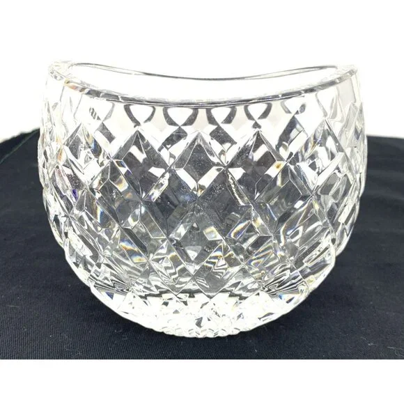 Waterford Oval Ellipse Clear Crystal Vase Diamond Pattern Signed 4” x 5” x 3