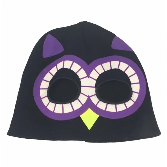 Gertex Owl Beanie, Black, White, Green & Purple
