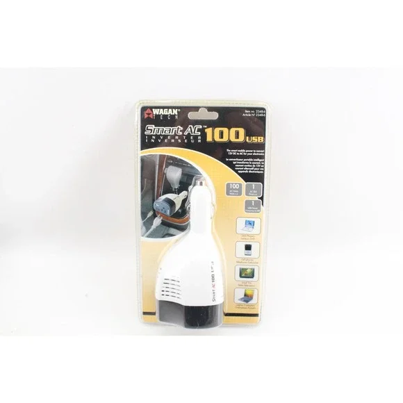 New Wagan Tech Smart AC 100 Watt USB 12-Volt Inverter 2348-6 12V DC To AC In Car