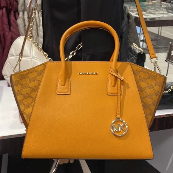 Michael Kors Avril Large Top Zip Satchel Shoulder Bag Honeycomb