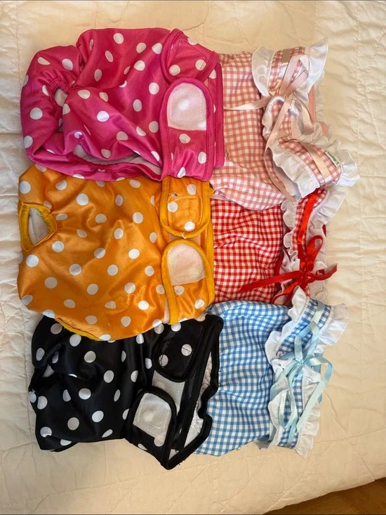 Polka Dot & Gingham Doggy Diapers-Pink, Orange, Black, Red, Blue