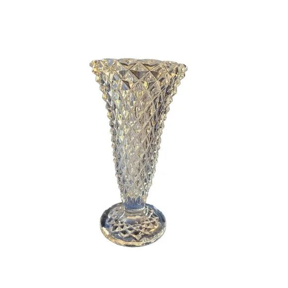 Vintage 6 Inch American Brilliant Heavy Cut Glass Vase Cut Crystal EUC