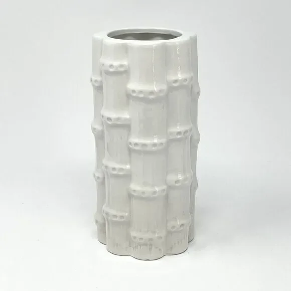 Vintage Rubel Midamerica White Blanc Ceramic Bamboo Vase 7” Made In Portugal