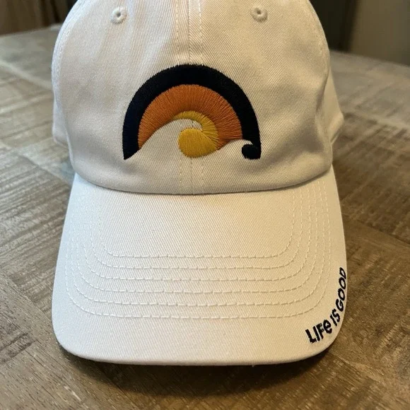 LIFE‎ IS GOOD Unisex Youth Hat Sunshine And Waves White Adjustable  Closure