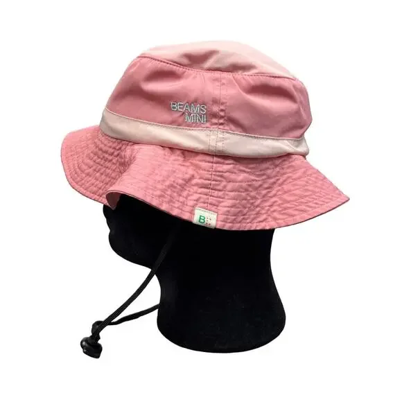 Beams Mini Bucket Hat Kid's Pink Strap Hat with Neck Cover