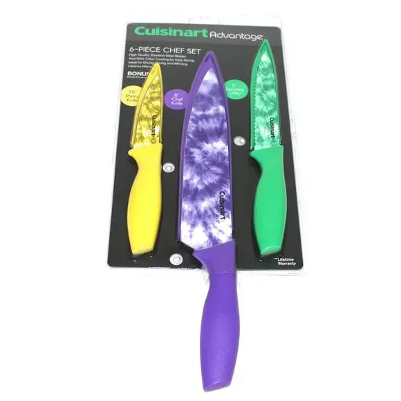 Cuisinart Tie Dye Print 6-Pc. Chef Cutlery Set NWT