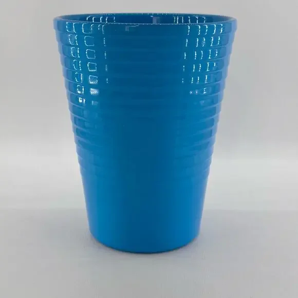Van Krimpen Light Blue Ceramic Planter Vase Ribbed 6 1/2