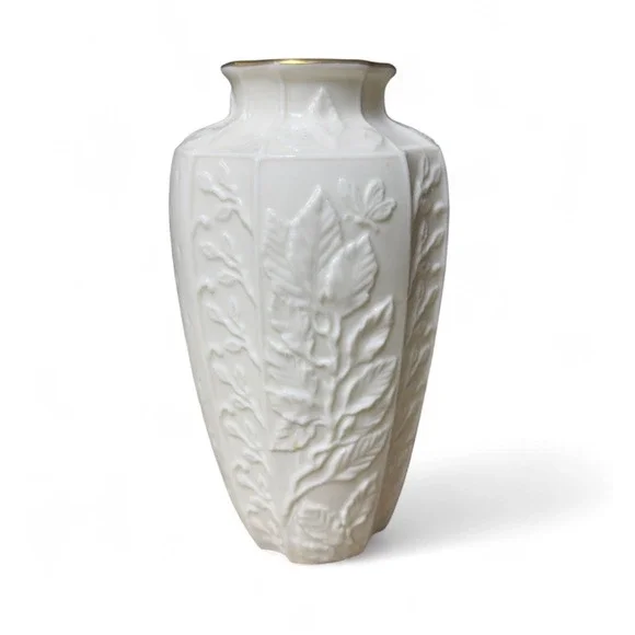 Fitz and Floyd Essentials Botanical Collection Cream Ivory‎ Vase Floral Decor