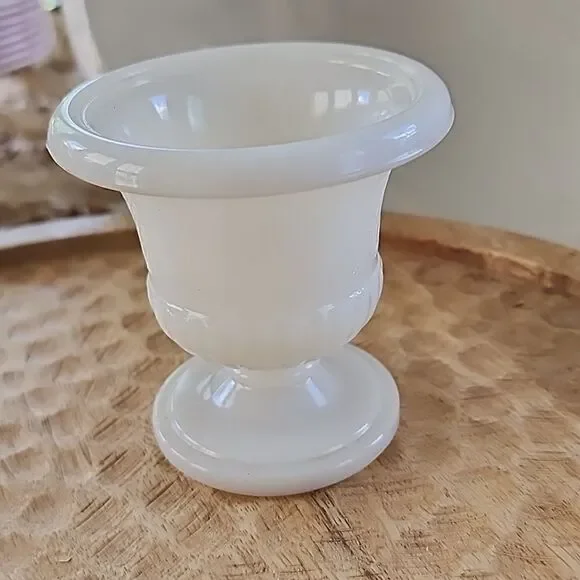 Vintage Milk Glass Akro Agate Mini Urn Shaped Custard Glass Coquette
