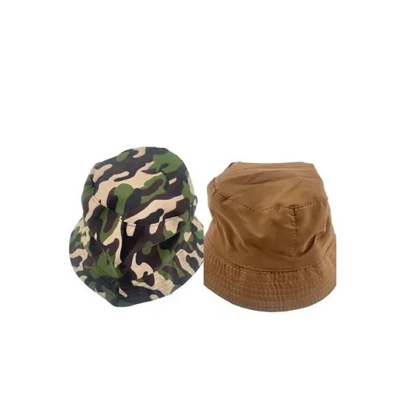 Reversible Toddler Bucket Hat Camo & Tan | Unisex Packable Sun Hat Kids Ages 2–5