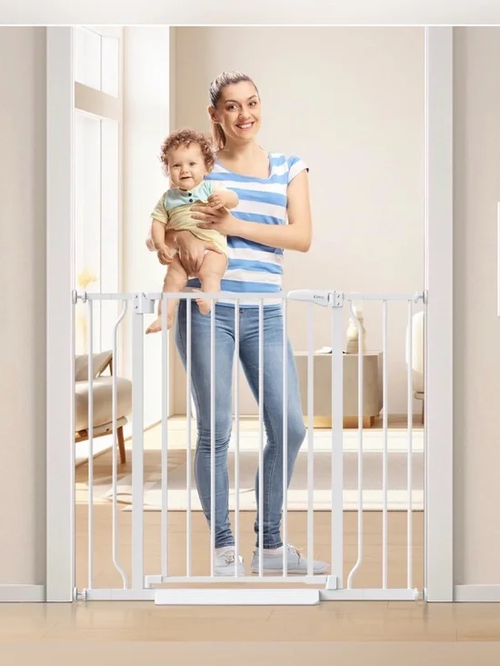 White Safety Baby Gate - Pressure Mount Walk-Through
