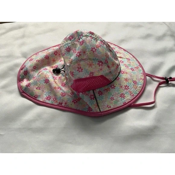 OMDEX Sun Hat Neck Flap Girls Floral Print and  UPF 50+ rating Medium