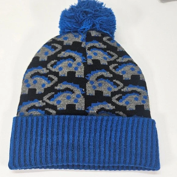 Igloos Youth Boy Toddler Dinosaur Knit Beanie Hat and Mittens Set Blue Size 2-4T
