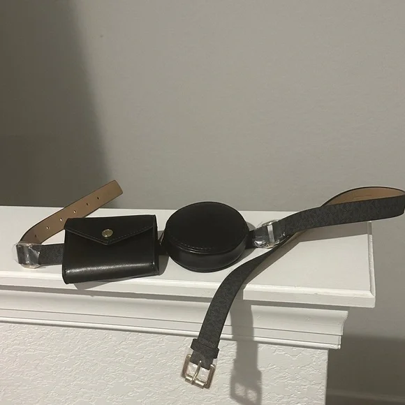 Michael Kors Black Pouch Belt Set