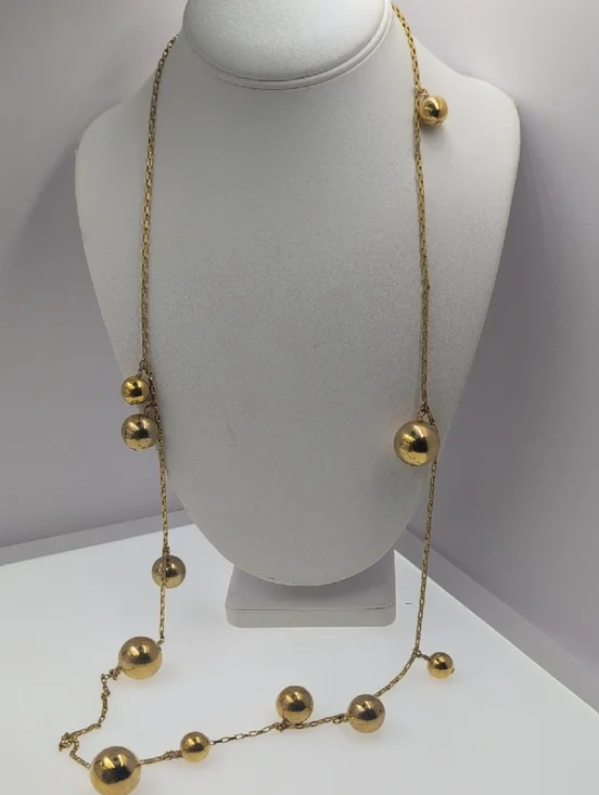 J. Crew Gold Bead Long Station Necklace