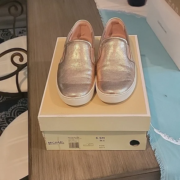 Michael Kors Lasered Metallic Keaton Slip Ons